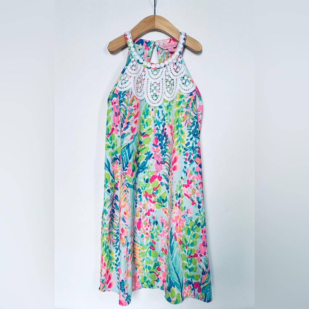 Lilly Pulitzer Girls Mini Pearl Catch The Wave Floral Dress size 10